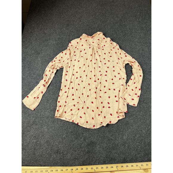 Rails Pink Strawberry Print Long Sleeve Button Up Womens Shirt Size Large - Picture 10 of 11